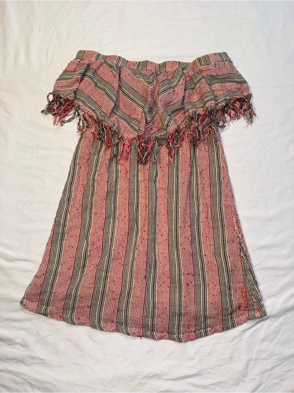 Billabong Pink and Black Striped Off-Shoulder Tunic